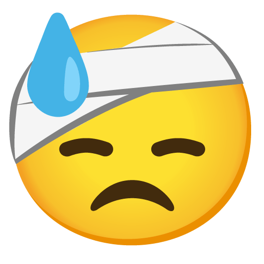 sweat face with head bandage