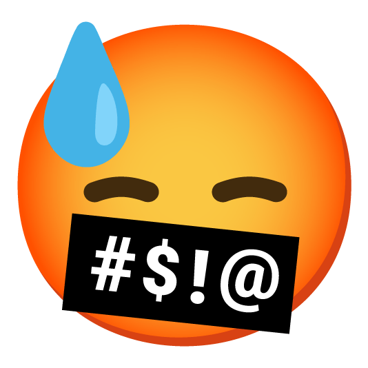 sweat face with symbols on mouth