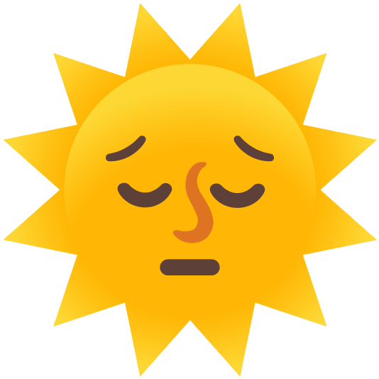 pensive sun with face