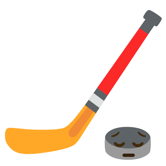 pensive ice hockey stick and puck