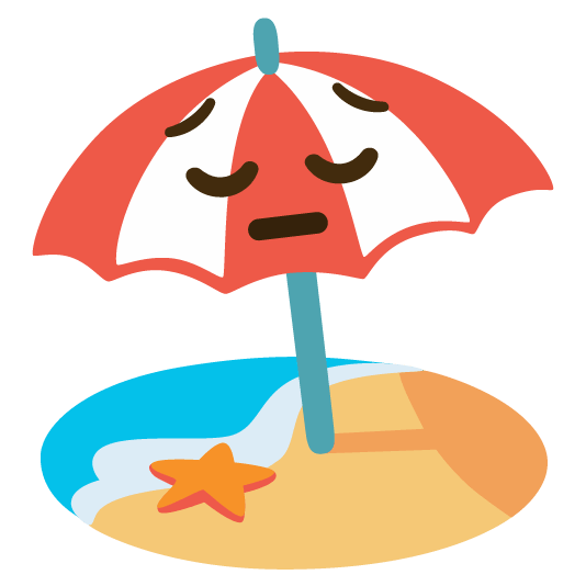 pensive beach with umbrella