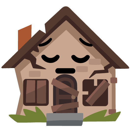 pensive derelict house building