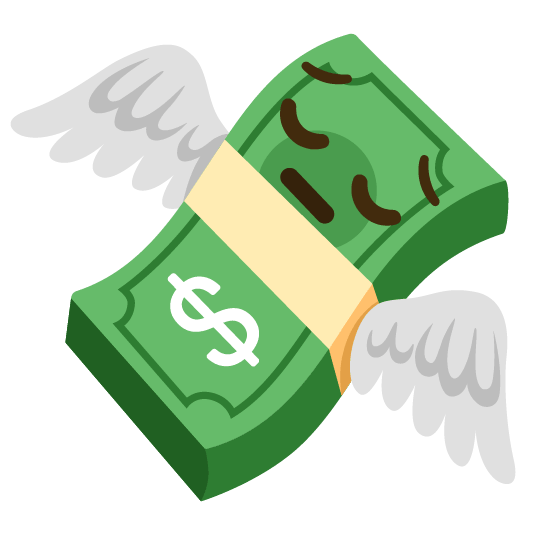 pensive money with wings