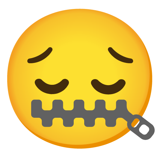 pensive zipper mouth face