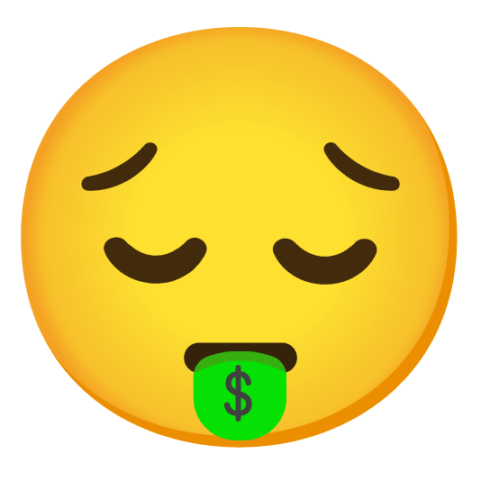 pensive money mouth face