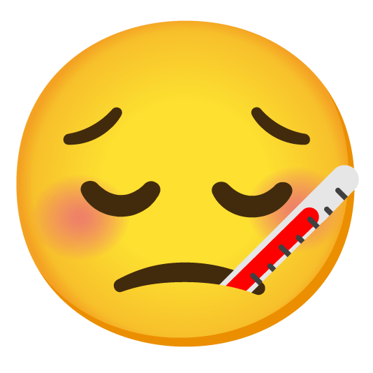 pensive face with thermometer