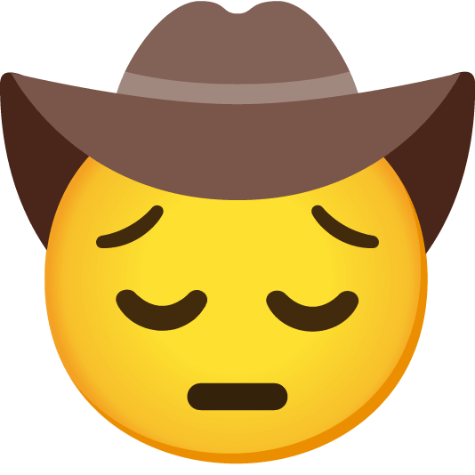 pensive face with cowboy hat