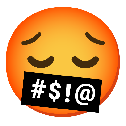 pensive face with symbols on mouth