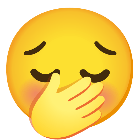 pensive face with hand over mouth