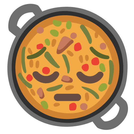 pensive shallow pan of food