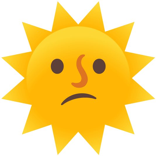 confused sun with face
