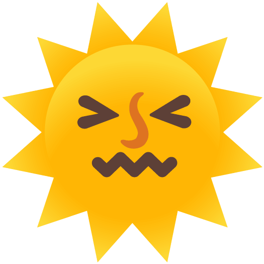 confounded sun with face