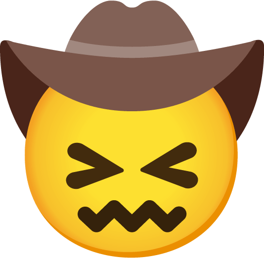 confounded face with cowboy hat