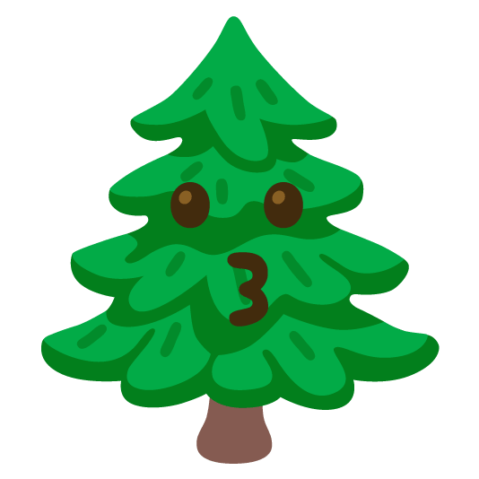 kissing evergreen tree