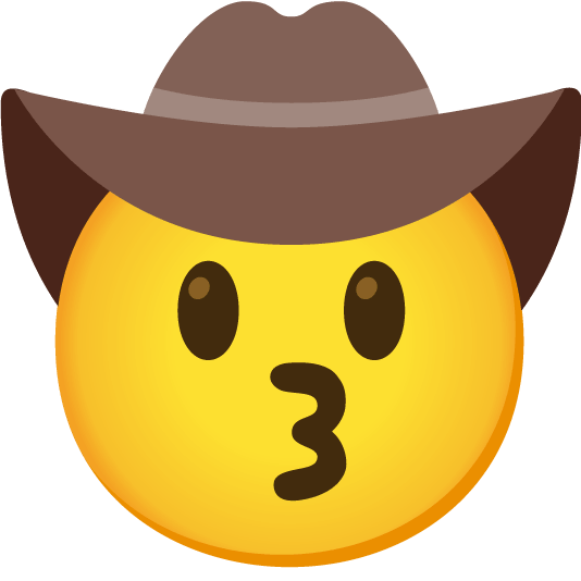 kissing face with cowboy hat