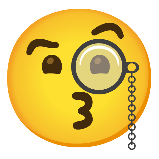 kissing face with monocle