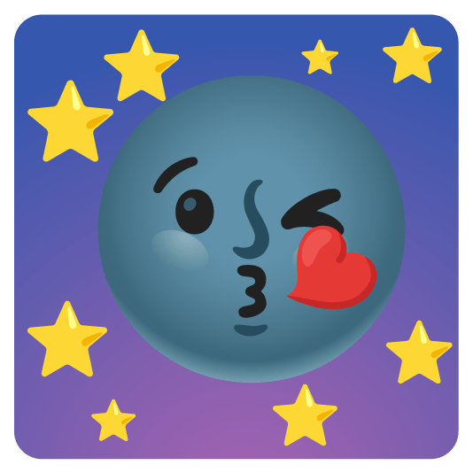 kissing heart new moon with face