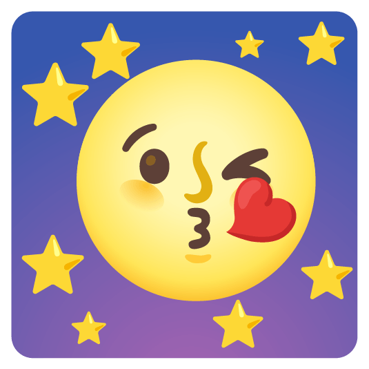 kissing heart full moon with face