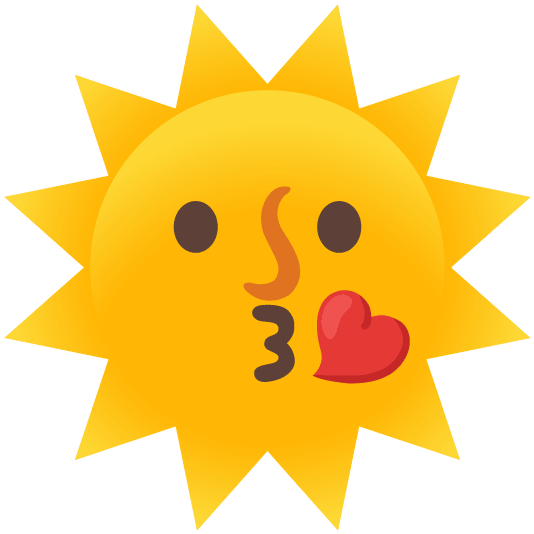 kissing heart sun with face