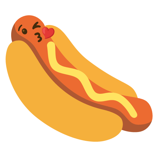 kissing heart hotdog