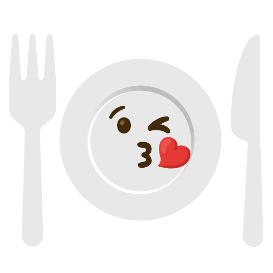 kissing heart knife fork plate