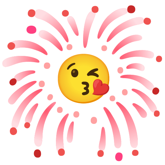 kissing heart fireworks