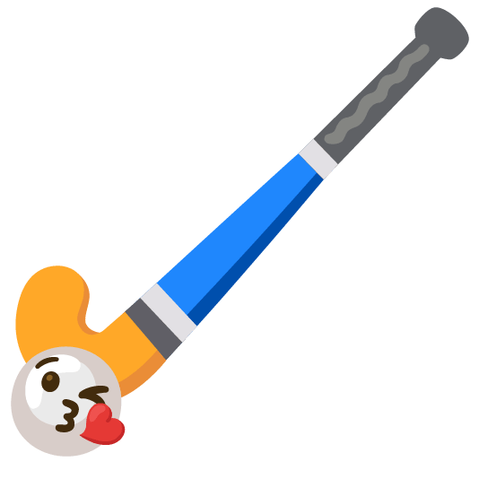 kissing heart field hockey stick and ball
