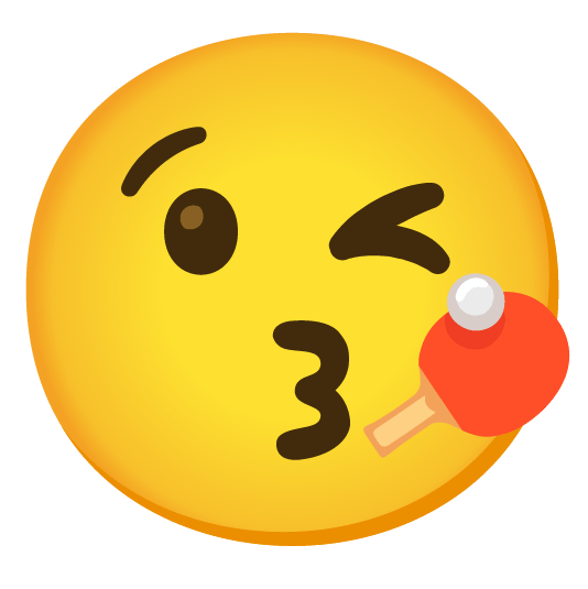 kissing heart table tennis paddle and ball