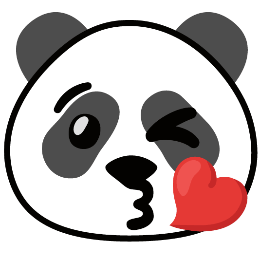 kissing heart panda face