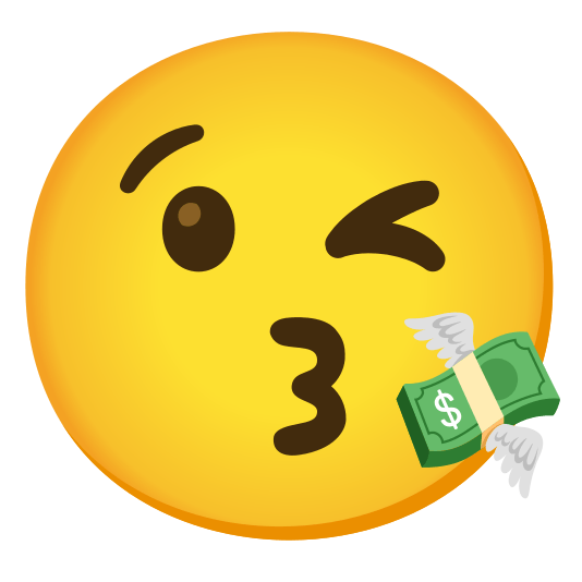 kissing heart money with wings