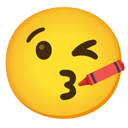 kissing heart lower left crayon