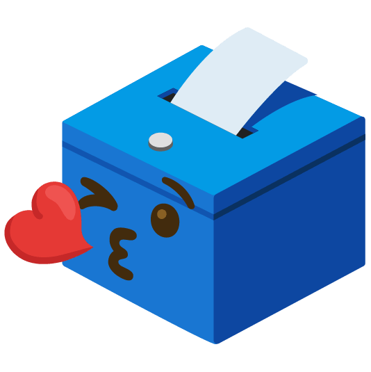 kissing heart ballot box with ballot