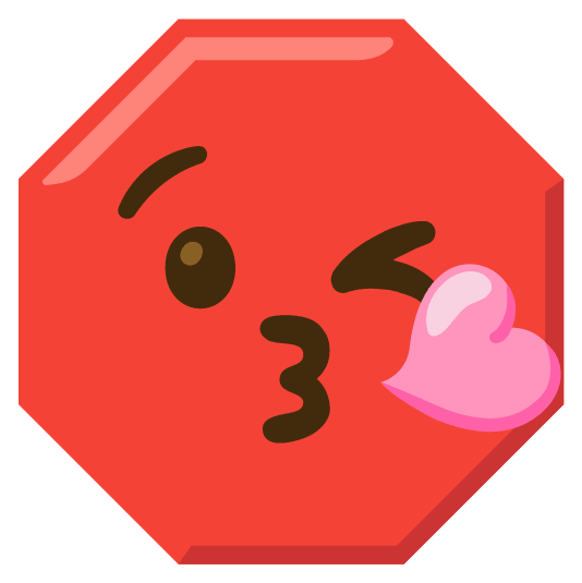 kissing heart octagonal sign