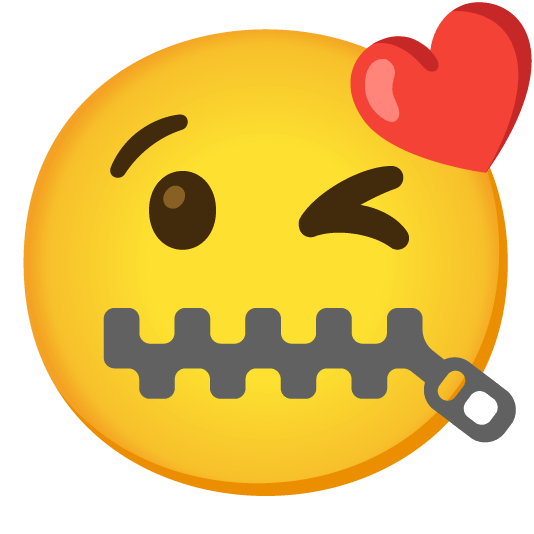 kissing heart zipper mouth face