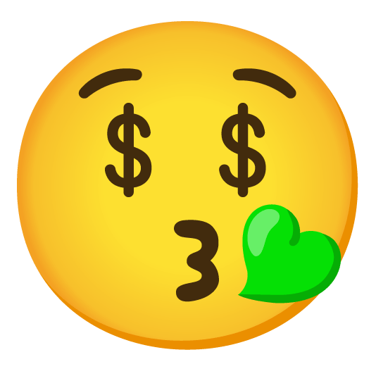 kissing heart money mouth face