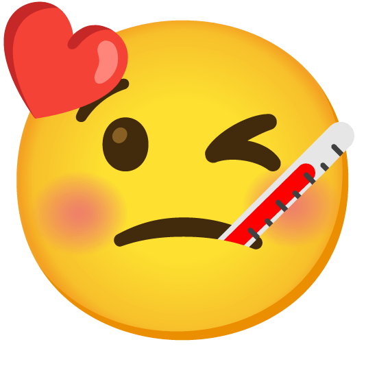 kissing heart face with thermometer