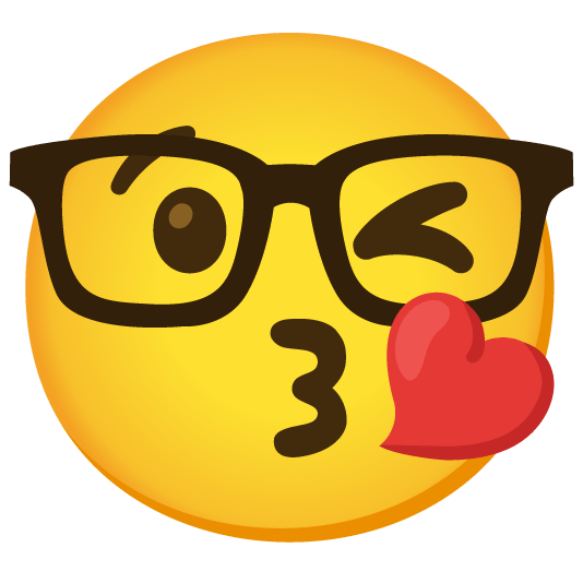 kissing heart nerd face