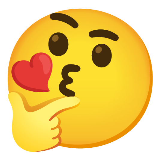 kissing heart thinking face