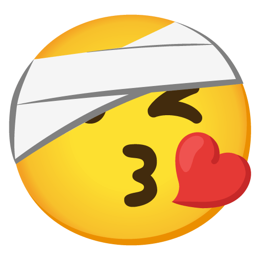 kissing heart face with head bandage