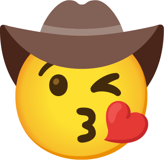 kissing heart face with cowboy hat