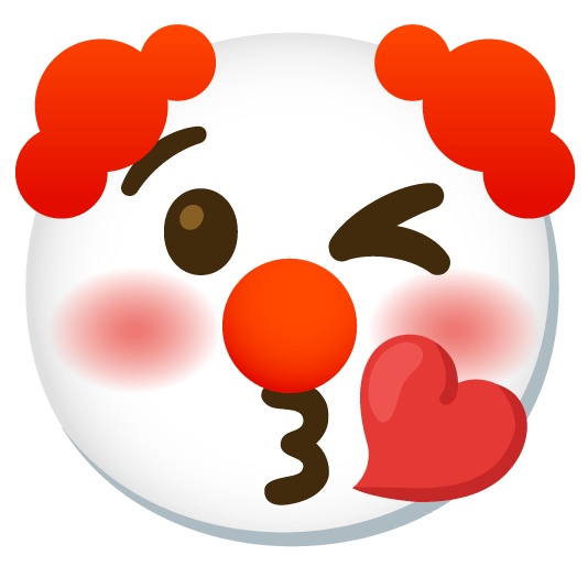 kissing heart clown face