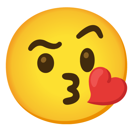 kissing heart face with raised eyebrow