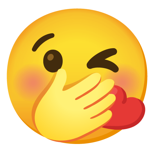 kissing heart face with hand over mouth