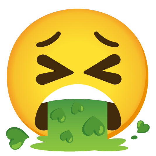 kissing heart face vomiting