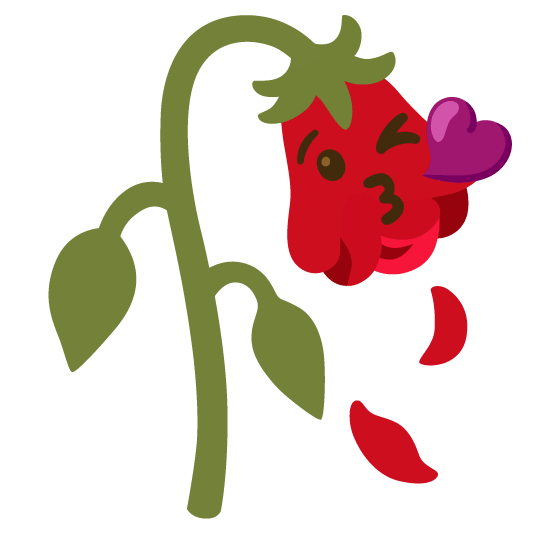 kissing heart wilted flower