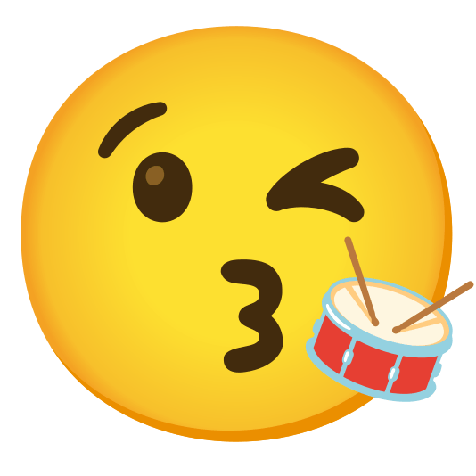 kissing heart drum with drumsticks