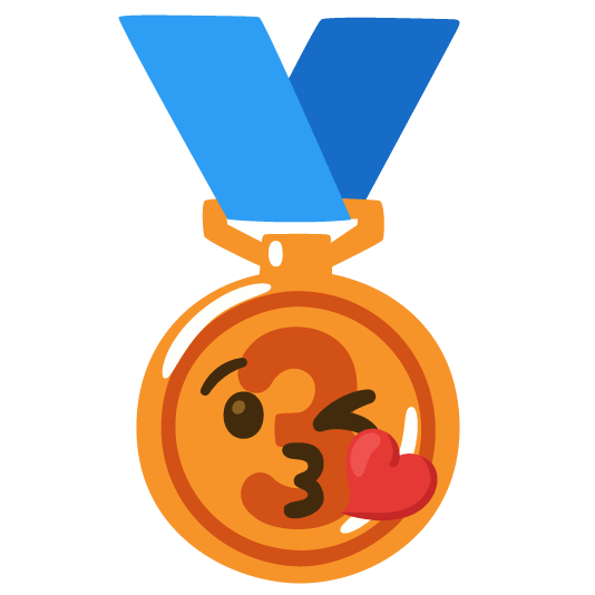 kissing heart third place medal