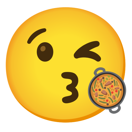 kissing heart shallow pan of food