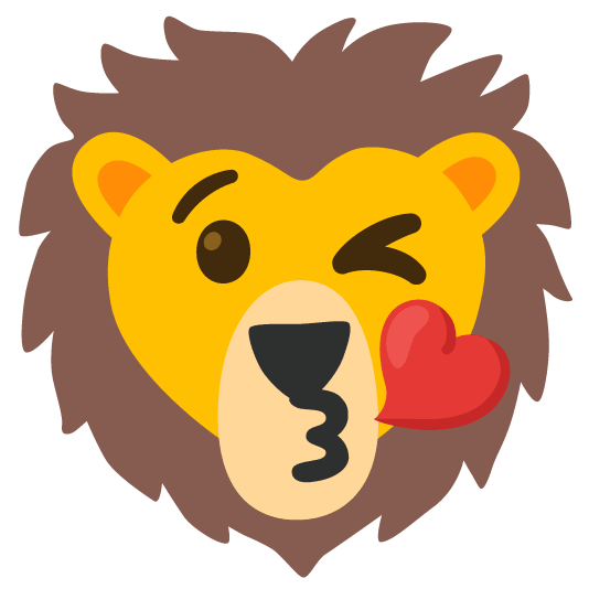 kissing heart lion face