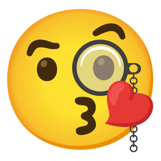 kissing heart face with monocle